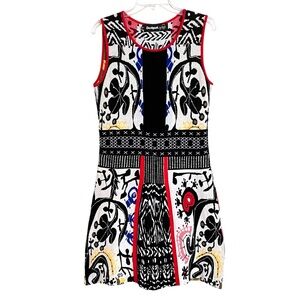 Desigual Bernardino Womens Sleeveless Sweater Dress M White Black Art to Wear